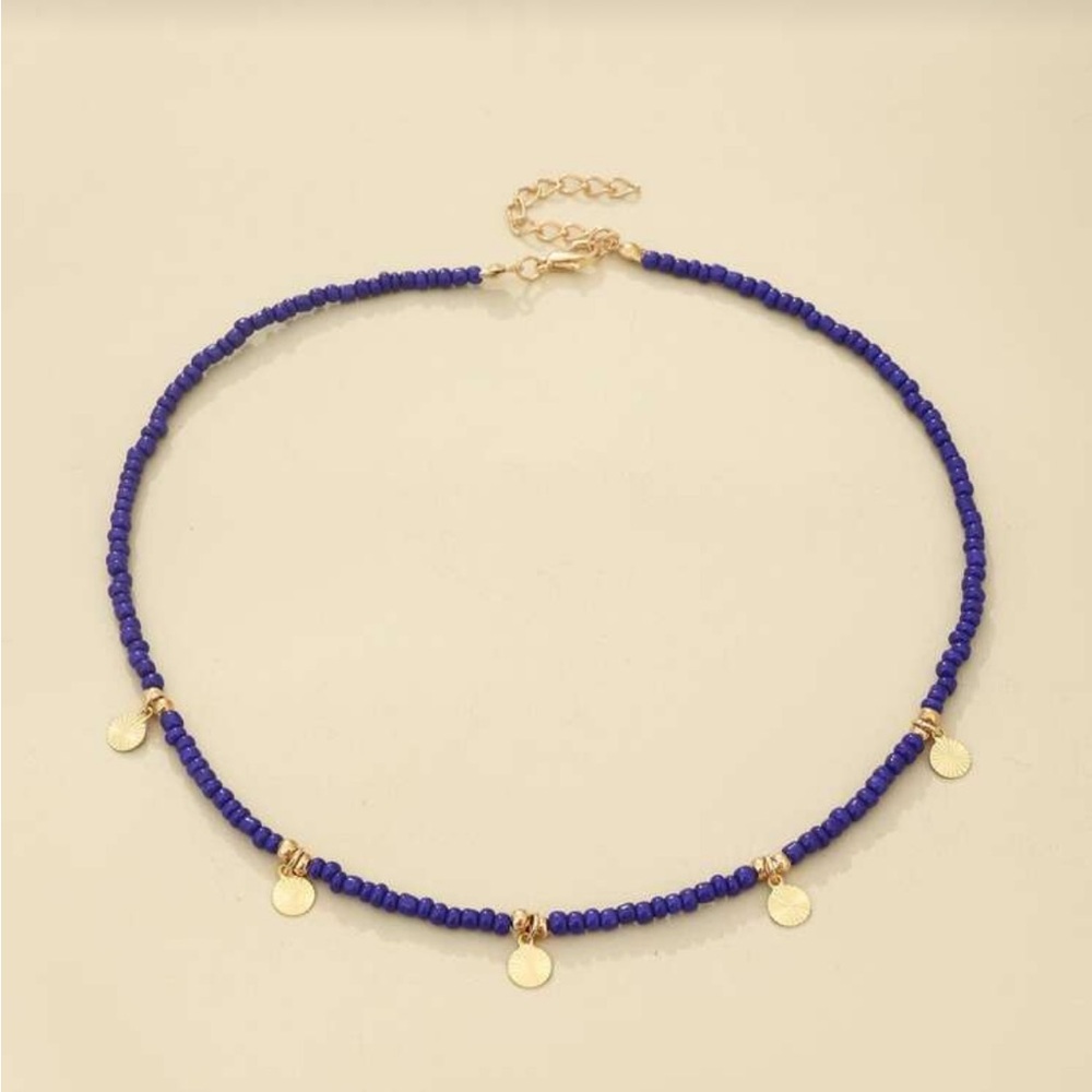 Elegant Blue Beaded Necklace R229